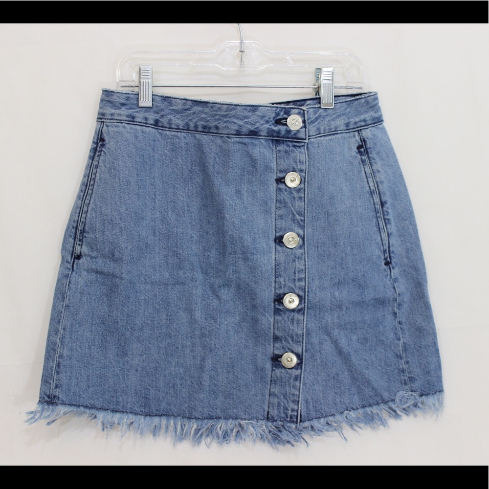 3X1 Denim Frayed Hem Skirt